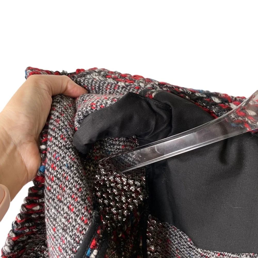 NWT IRO Carene Tweed Jacket Knit Knotted Boucle Red Black Wool Blend Size 40/L - Picture 10 of 14